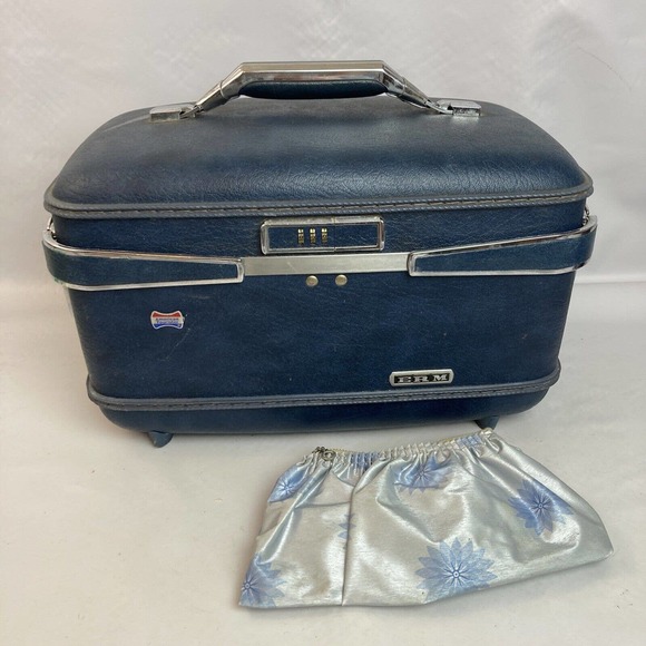 American Tourister Bags Vintage American Tourister Blue Train Case Carry On Make Up Cosmetic